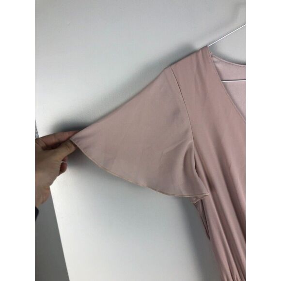 Show Me Your MuMu Michelle Flutter Sleeve Maxi Dress Chiffon Size S Pale Pink - Picture 3 of 11